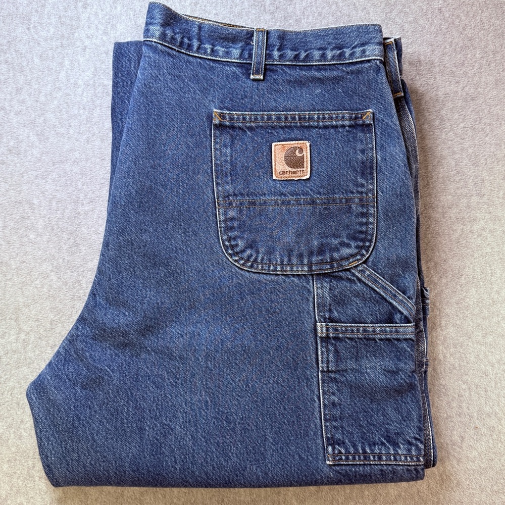 Carhartt‎ B137DST Carpenter Jeans 44x32 Relaxed Fit Denim Workwear USA Made 003